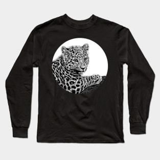 Amur leopard cub circle Long Sleeve T-Shirt